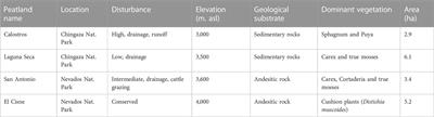 Spatial and temporal patterns of methane emissions from mountain peatlands in the northern Andes across a disturbance gradient